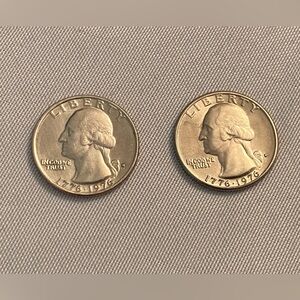 1776-1976 Bicentennial Quarters with the Drummer Boy on the obverse. Set of Two